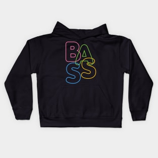 Modern LGBTQ Color BASS Typography for bassists Kids Hoodie